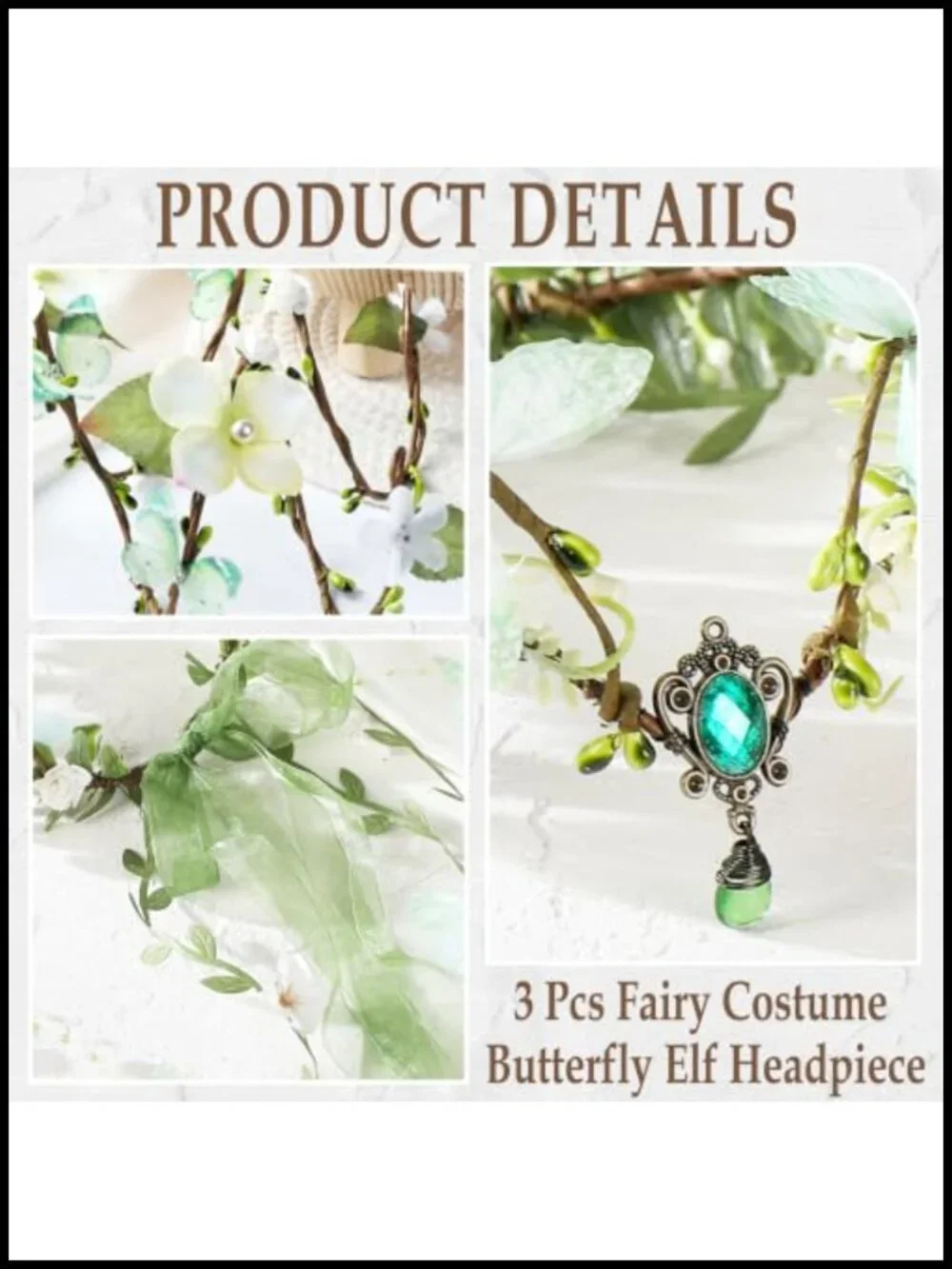 Fairy Crown with Arm Wraps 3pc Set Renaissance Costume Accessory Adult Women's